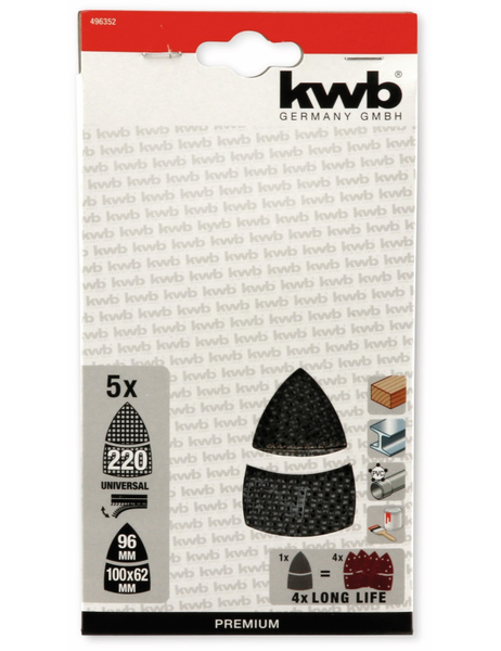 KWB Schleifdreieck-Set, K220, 150x105mm, 5 Stück - Produktbild 3