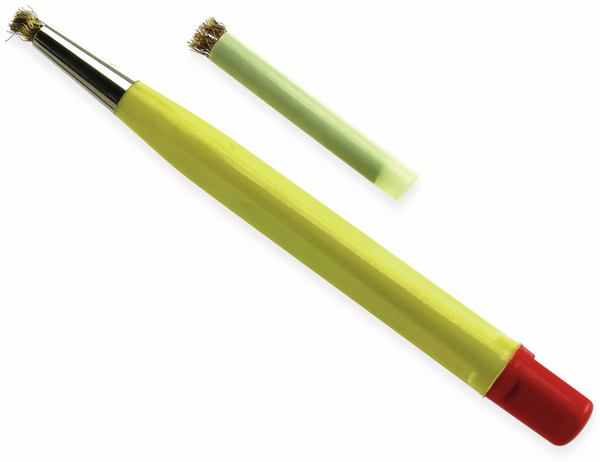 Rostradierer-Stift mit Ersatzbürste, Messing, 120 mm