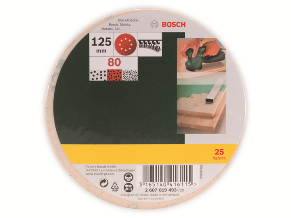 BOSCH Schleifblatt-Set, 125 mm, 25-teilig, Körnung 80 - Produktbild 3