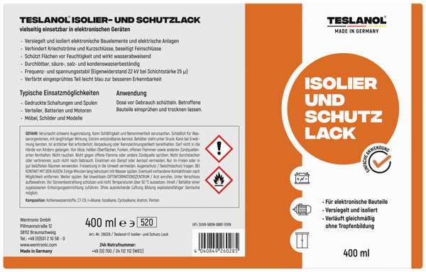 TESLANOL 26028 Isolier- und Schutzlack-Spray T7, 400 ml - Produktbild 2