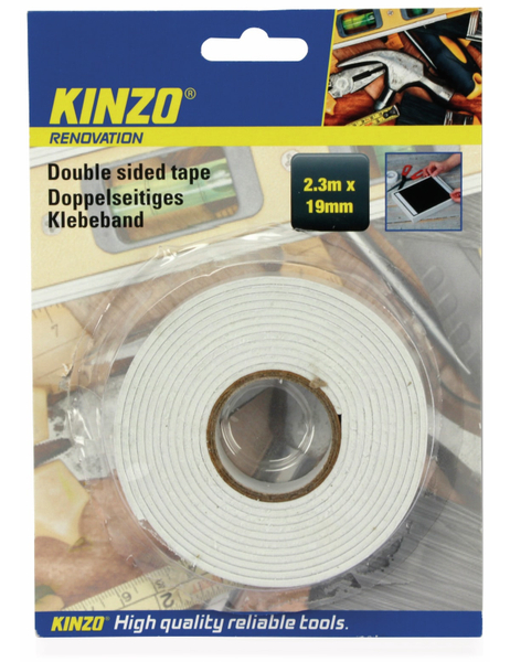 KINZO Doppelseitiges Schaumstoffklebeband, 19x2300 mm - Produktbild 2