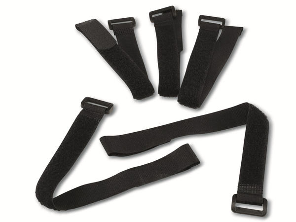 CHILITEC Klettband-Set mit Öse 5 Stück, 30x2cm, schwarz