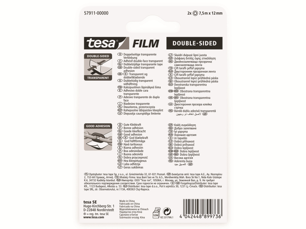 TESA film® doppelseitig, 2 Rollen, Blister, 7,5m:12mm, 57911-00000-01 - Produktbild 6