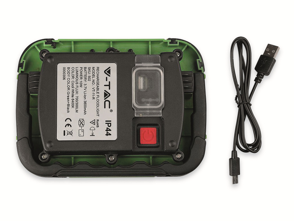 V-TAC LED-Fluter VT-11-R, 10 W, 700 lm, 6400 K, Akkubetrieb, grün/schwarz - Produktbild 11
