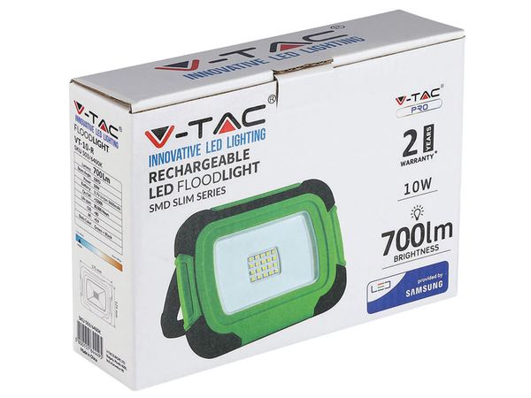 V-TAC LED-Fluter VT-10-R, 10 W, 4000 K 700 lm, Akkubetrieb, grün/schwarz - Produktbild 2