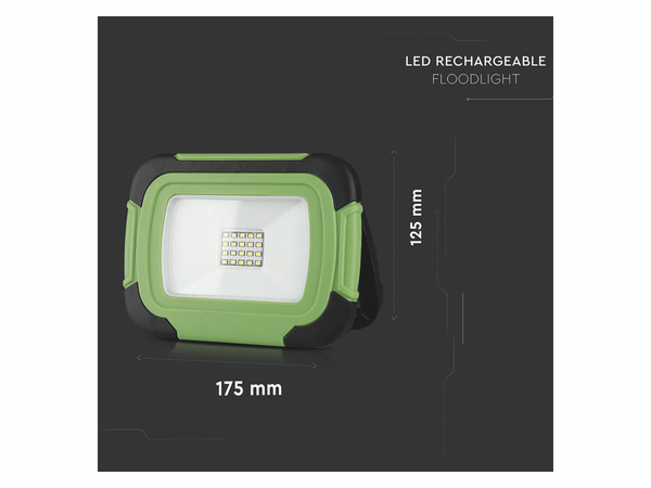 V-TAC LED-Fluter VT-10-R, 10 W, 4000 K 700 lm, Akkubetrieb, grün/schwarz - Produktbild 3