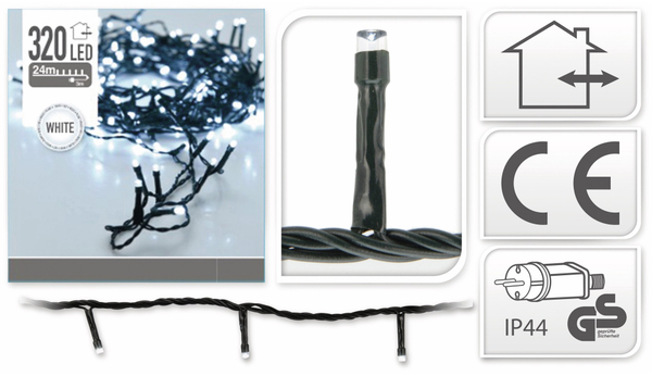 LED-Lichterkette, 320 LEDs, kaltweiß, 230V~, IP44, Innen/Außen - Produktbild 4