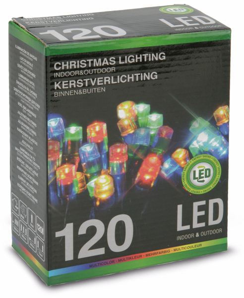 LED-Lichterkette, 120 LEDs, bunt, 230V~, IP44, Innen/Außen - Produktbild 4