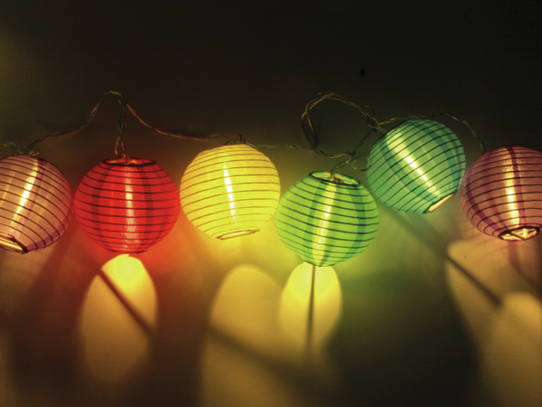 LED-Sommerlichterkette, 0,9W, Lampions, bunt - Produktbild 4