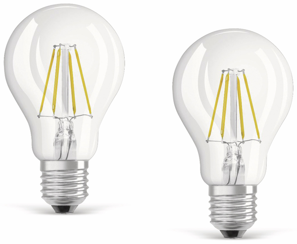 OSRAM LED-Lampe A40, E27, EEK: E, 4 W, 470 lm, 2700 K, 2 Stk