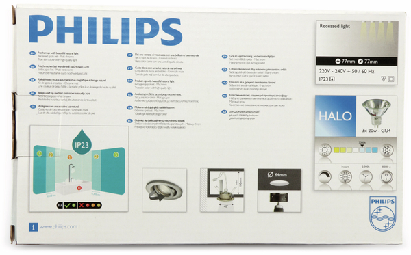Philips Decken-Einbauleuchten 3er-Set Hammam, EEK: C matt chrom - Produktbild 3
