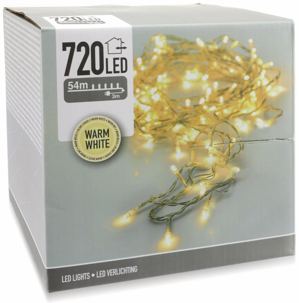 LED-Lichterkette, 720 LEDs, warmweiß, 230V~, IP44, Innen/Außen, silber/transparent - Produktbild 5