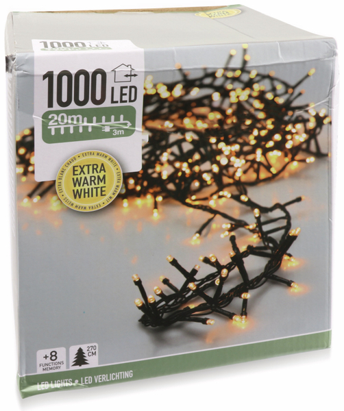 LED-Büschellichterkette Cluster, 1000 LEDs, bernstein, 230V~, IP44, 23 m - Produktbild 3