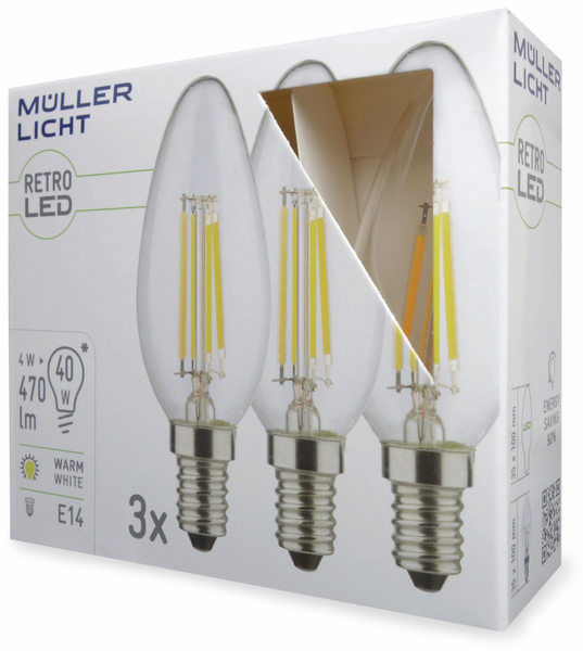 MÜLLER-LICHT LED-Lampe 400291, E14, EEK: E, 4 W, 470 lm, 2700 K, 3 Stück - Produktbild 2