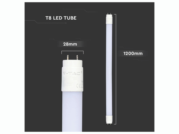 V-TAC LED-Röhre HIGH LUMEN, EEK: E, 16,5 W, 1850 lm, G13, 4000 K, 120 cm - Produktbild 3