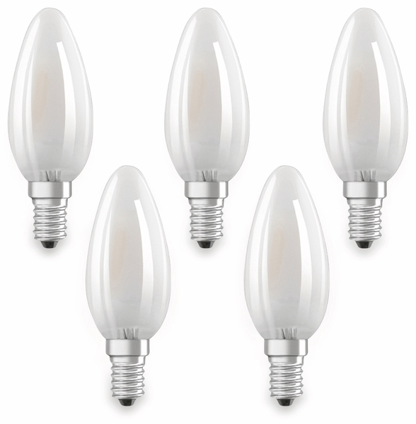 OSRAM LED-Lampe BASE CLAS A, E14, EEK: E, 4W, 470 lm, 2700 K, 5 Stk. matt