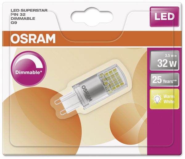 Osram LED-Lampe SUPERSTAR, G9, EEK: A++, 3,5 W, 350 lm, 2700 K, dimmbar - Produktbild 3