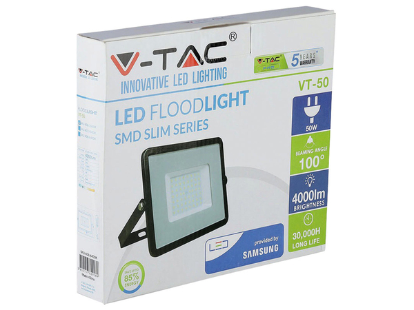 V-TAC LED-Flutlichtstrahler VT-50 (408), EEK: F, 50 W, 4000 lm, 6000 K - Produktbild 2