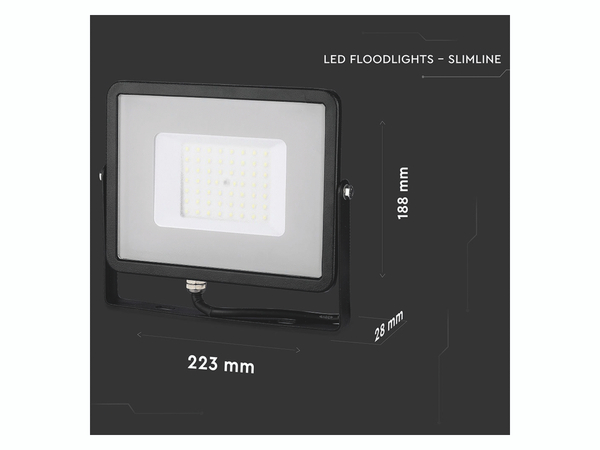 V-TAC LED-Flutlichtstrahler VT-50 (408), EEK: F, 50 W, 4000 lm, 6000 K - Produktbild 3