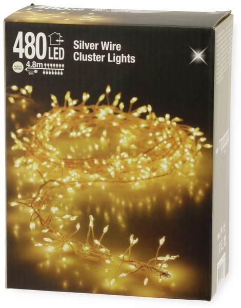 LED-Büschellichterkette Silberdraht, warmweiß, 480 LEDs, 230V~, IP44, 9,8m - Produktbild 3