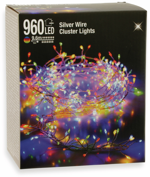 LED-Büschellichterkette Silberdraht, 960 LEDs, bunt, 230V~, IP44, 14,6m - Produktbild 3