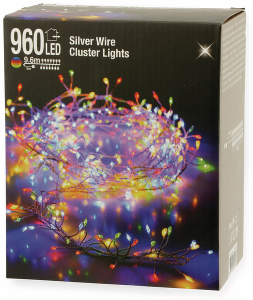LED-Büschellichterkette Silberdraht, 960 LEDs, bunt, 230V~, IP44, 14,6m - Produktbild 4