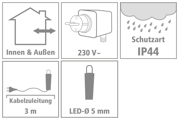 LED-Lichterkette Vorhang 360 LEDs, warmweiß, IP44, 230 V~, 12 m, transp. - Produktbild 4