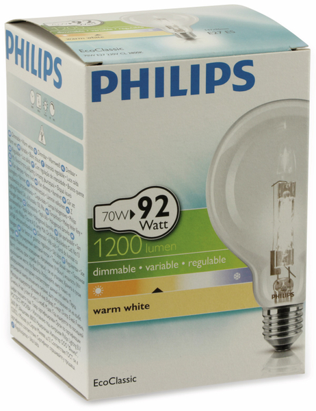 Philips Halogen-Lampe Eco Classic, E27, EEK: D, 70 W, 1200 lm - Produktbild 2