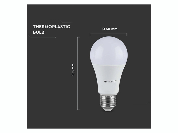 V-TAC LED-Lampe VT-2099, E27, EEK: F, 8,5 W, 806 lm, 3000 K - Produktbild 5
