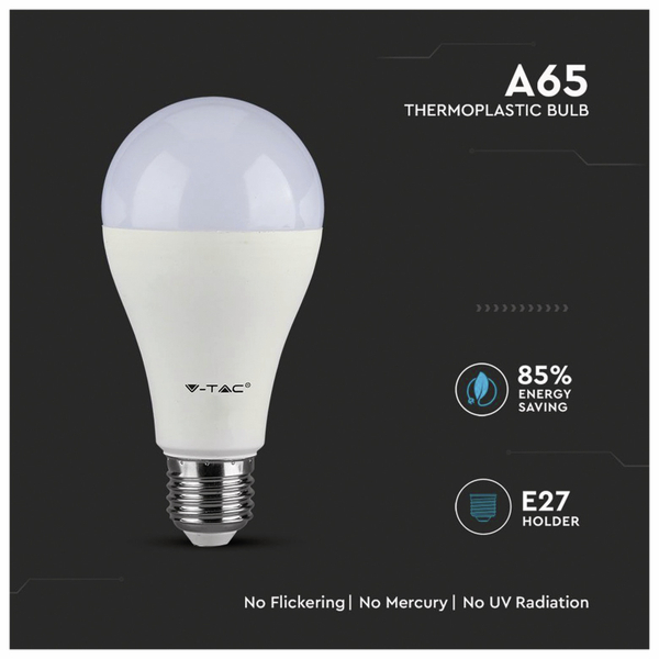 V-TAC LED-Lampe VT 215 (159), E27, EEK: G, 15 W, 1250 lm, 3000 K - Produktbild 3