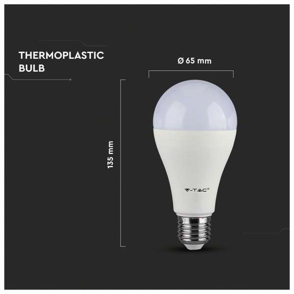 V-TAC LED-Lampe VT 215 (159), E27, EEK: G, 15 W, 1250 lm, 3000 K - Produktbild 5