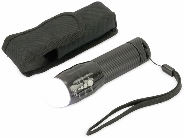 LED-Taschenlampe, Alu, 5 W CREE LED, 3xMicro, schwarz, B-Ware - Produktbild 2
