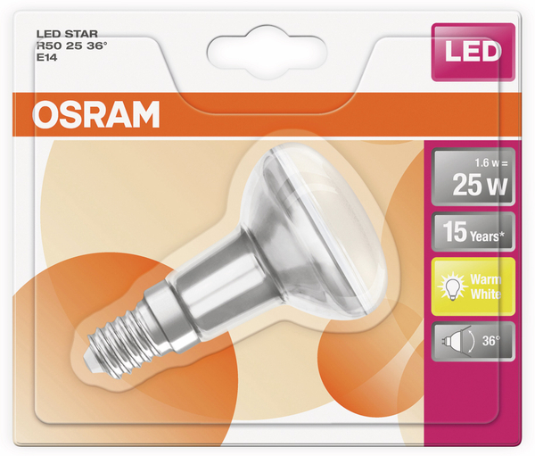 Osram LED-Lampe StarR50, EEK: A++, E14, 1,6 W, 110 lm, 2700 K - Produktbild 2