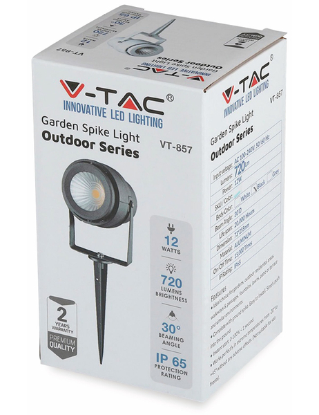 V-TAC LED-Gartenleuchte 857 (7545), EEK: G, 12 W, 720 lm, 4000 K, schwarz - Produktbild 6