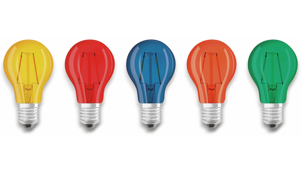 Osram LED Lampen Set BASE DECOR , E27, 2,5 W, 136 lm, farbig 5-teilig