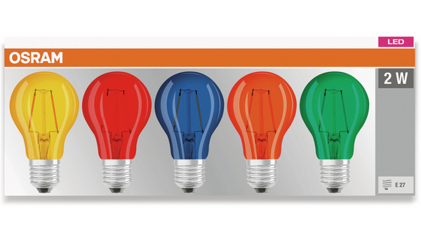 Osram LED Lampen Set BASE DECOR , E27, 2,5 W, 136 lm, farbig 5-teilig - Produktbild 2