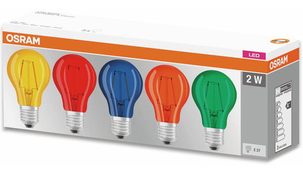 Osram LED Lampen Set BASE DECOR , E27, 2,5 W, 136 lm, farbig 5-teilig - Produktbild 3