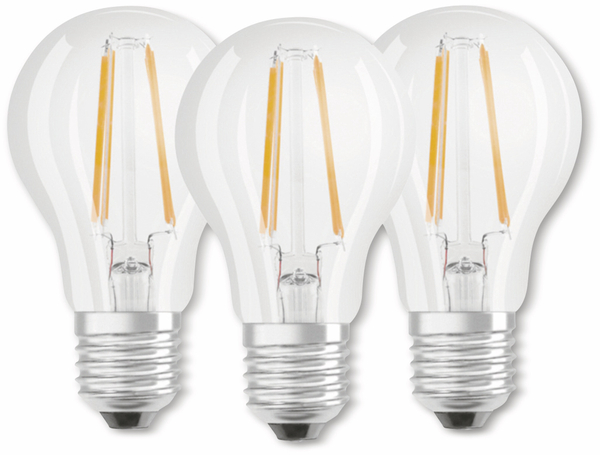 Osram LED-Lampe BASE CLAS A, E27, EEK: A++, 6W, 806 lm, 4000 K, 3 Stk. klar