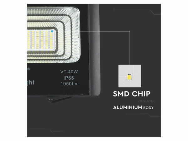 V-TAC Solar LED-Fluter VT-40 mit Fernbedienung, 16 W, 1050 lm, 4000 K, schwarz - Produktbild 10