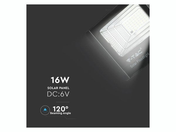 V-TAC Solar LED-Fluter VT-40 mit Fernbedienung, 16 W, 1050 lm, 4000 K, schwarz - Produktbild 12