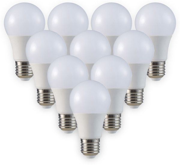V-TAC LED-Lampe VT-2099, E27, EEK: G, 9 W, 806 lm, 4000 K, 10 Stück