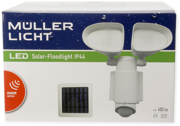 Müller-Licht Solar LED-Fluter mit Bewegungsmelder, 6 W, 400 lm, 6500 K, weiß - Produktbild 2