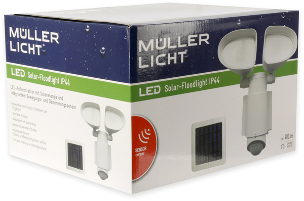 Müller-Licht Solar LED-Fluter mit Bewegungsmelder, 6 W, 400 lm, 6500 K, weiß - Produktbild 3