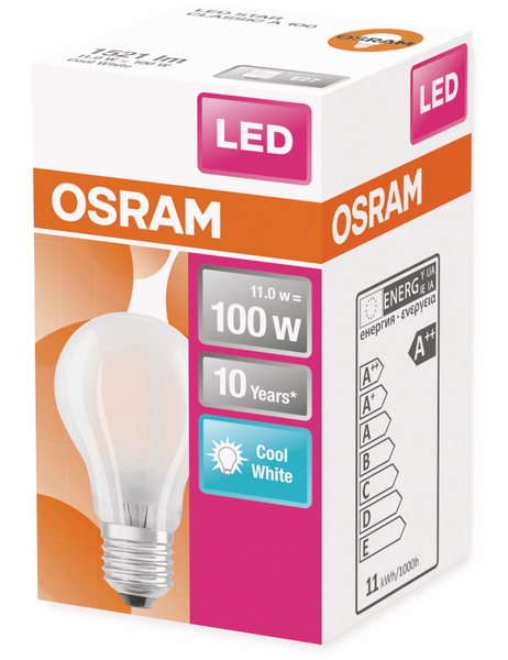 Osram LED-Lampe Retrofit Classic A, E27, EEK: A++, 11 W, 1521 lm, 4000 K - Produktbild 4