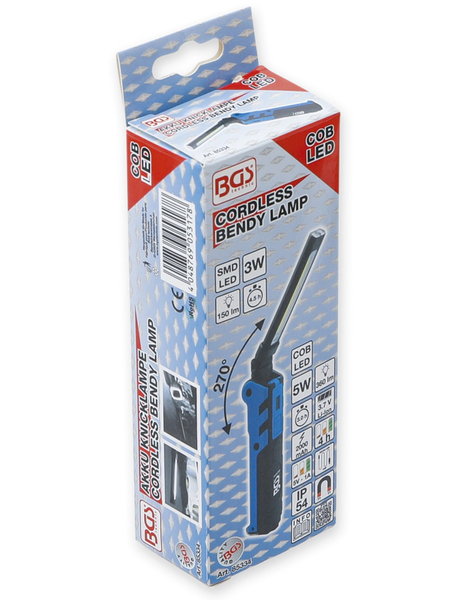 BGS TECHNIC LED-Knicklampe 85334, 3,7V, 2000 mAh, klappbar, blau/schwarz - Produktbild 6