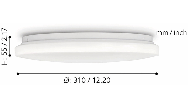 EGLO LED-Deckenleuchte POGLIOLA, 18W, 1650 lm, 3000K, 310 mm - Produktbild 7