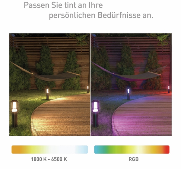 TINT LED-Weg-Leuchte MüLLER LICHT Petunia, 3 Stück, 14 W, 750 lm, 350 mm, RGB - Produktbild 4