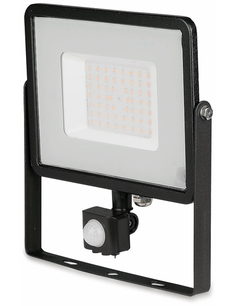 V-TAC LED-Fluter mit Bewegungsmelder VT-50-S-B, 50 W, 4000lm, 3000 K, schwarz