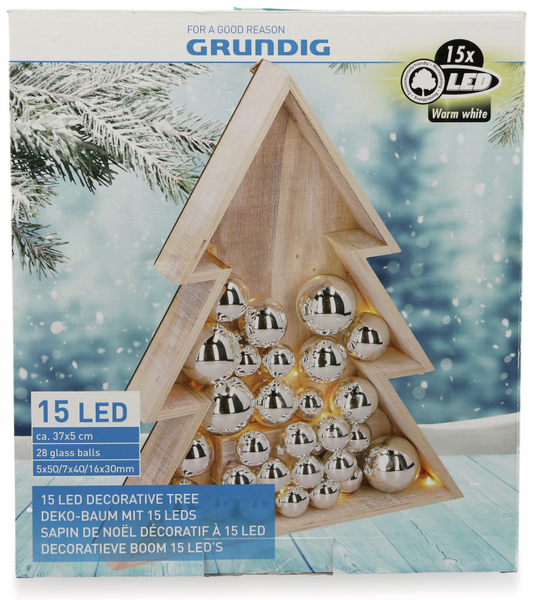 GRUNDIG LED-Weihnachtsbaum 05737, mit 15 LEDs und 28 Glaskugeln - Produktbild 2