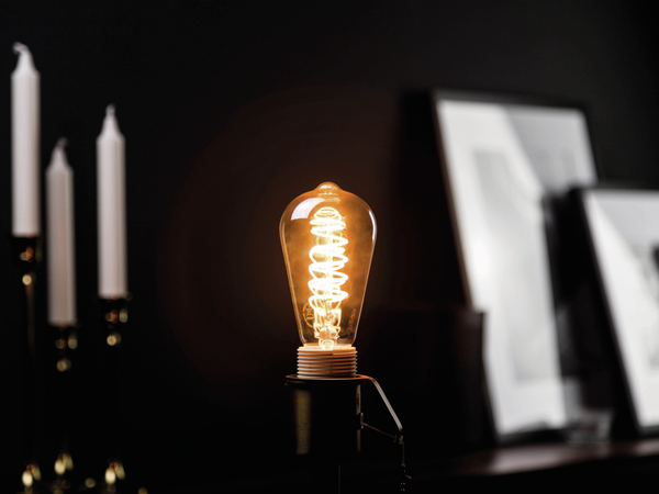 BLULAXA LED-Lampe, Vintage flex Filament, ST64, 5W, 250lm, 1800K, gold - Produktbild 2